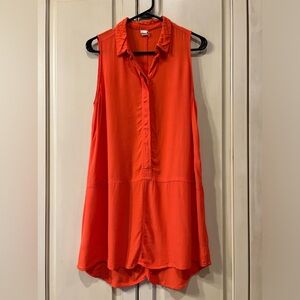 Forever 21 Sleeveless Coral Button Down Flowy Lightweight Tank Size Medium